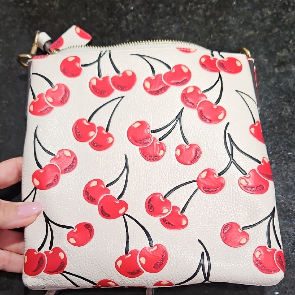 Coach White Crossbody Bag with Red Cherry Print - Picture 4 of 8